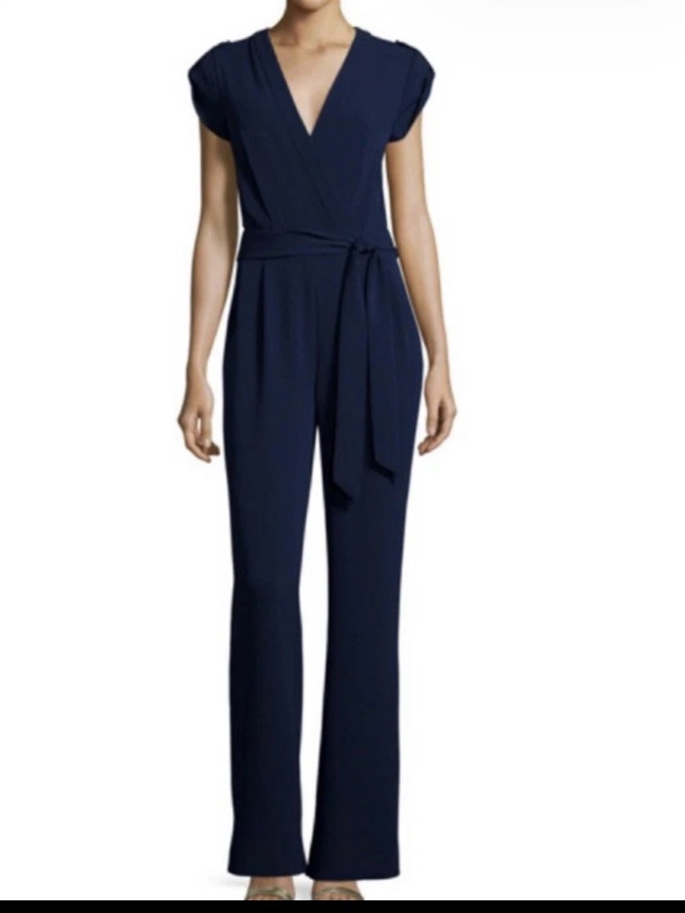 Diane Von Furstenberg Navy Wrap Wide-Leg Jumpsuit 🚩🚩DESIGNER STEAL - Picture 3 of 6